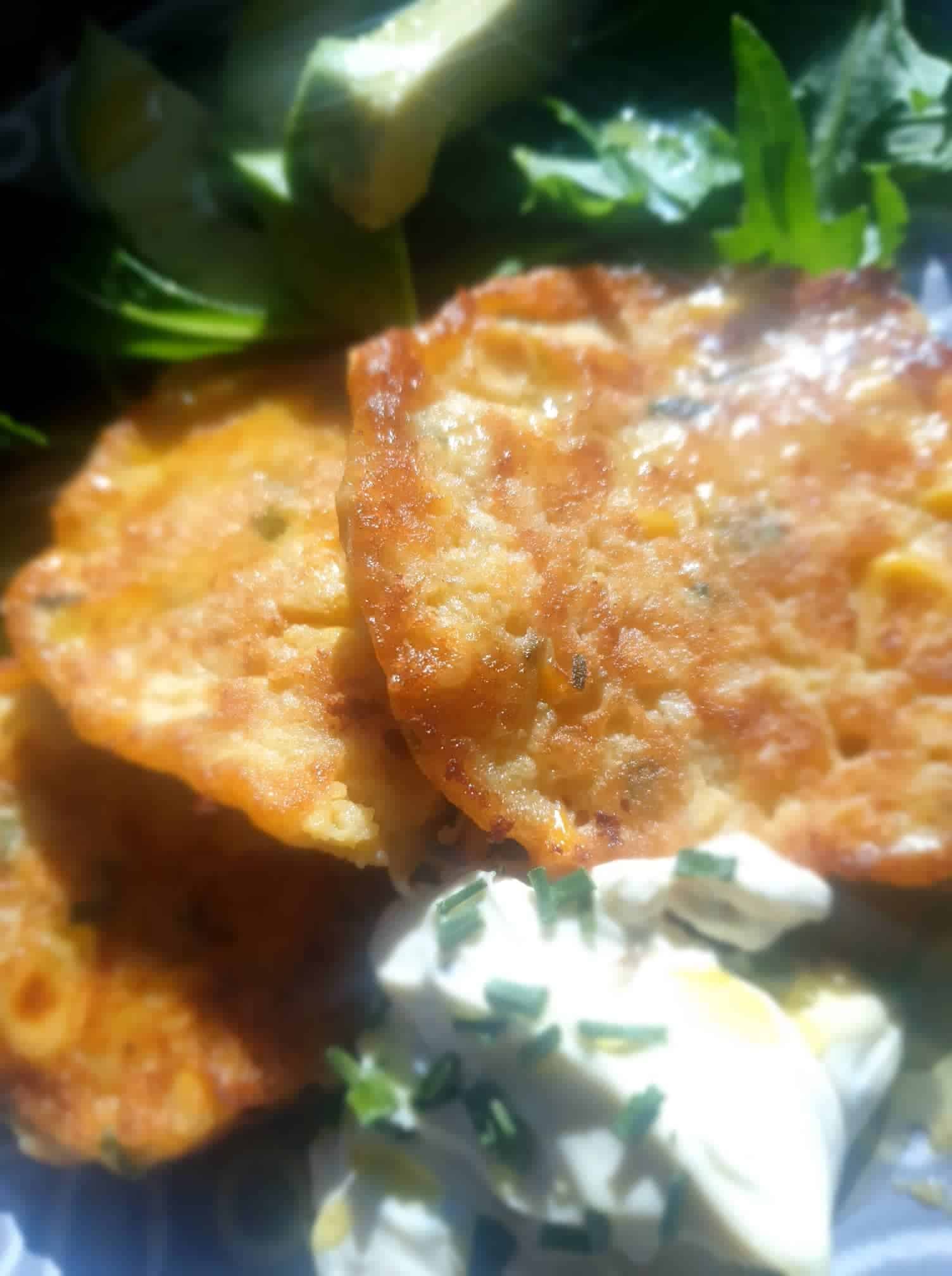 corn fritters with salad Best Waffle Makers & More