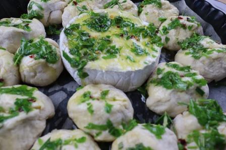 brie cheese ready to go in the oven