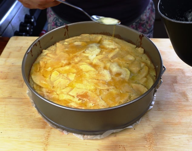 apple cake drizzled with brown butter