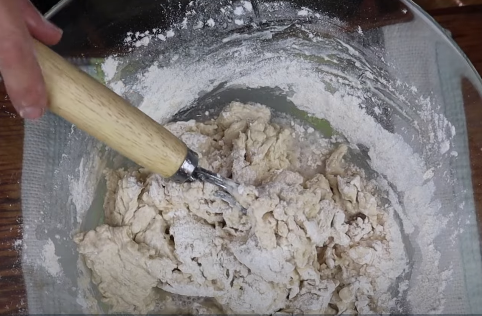 mixing the dough together
